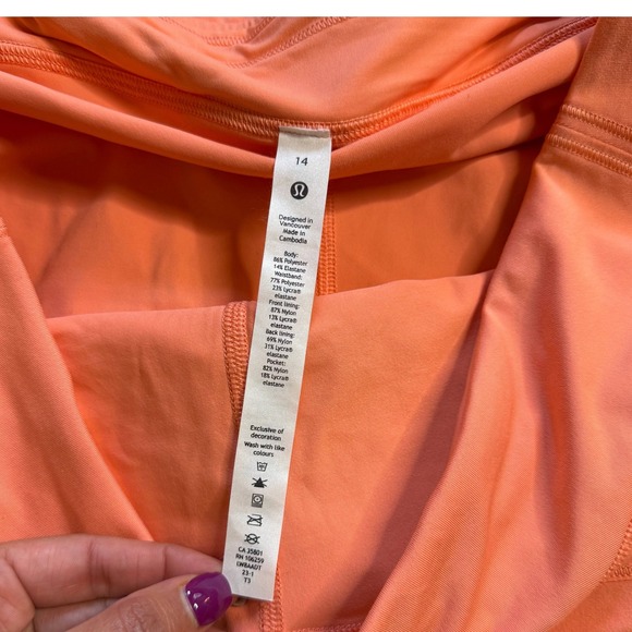 Lululemon Women's Peach Pink Pace Rival Tennis Golf Running Skirt Size 14 - Picture 10 of 10